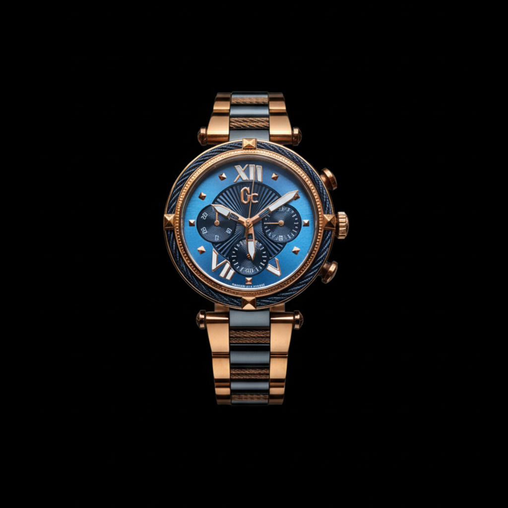 Gc's Rose Gold Tone & Blue Chronograph Men's Watch