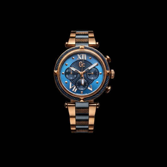 Gc's Rose Gold Tone & Blue Chronograph Men's Watch