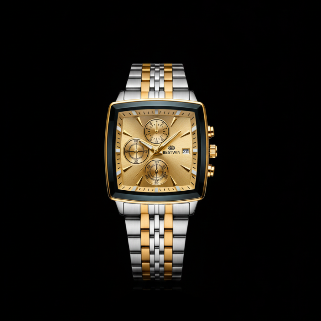 BESTWIN Gold Dial Two-Tone Metal Men's Watch