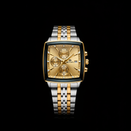 BESTWIN Gold Dial Two-Tone Metal Men's Watch