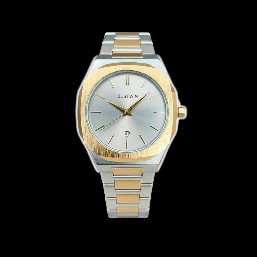 BESTWIN Men's Two-Tone Stainless Steel Watch - Silver Dial