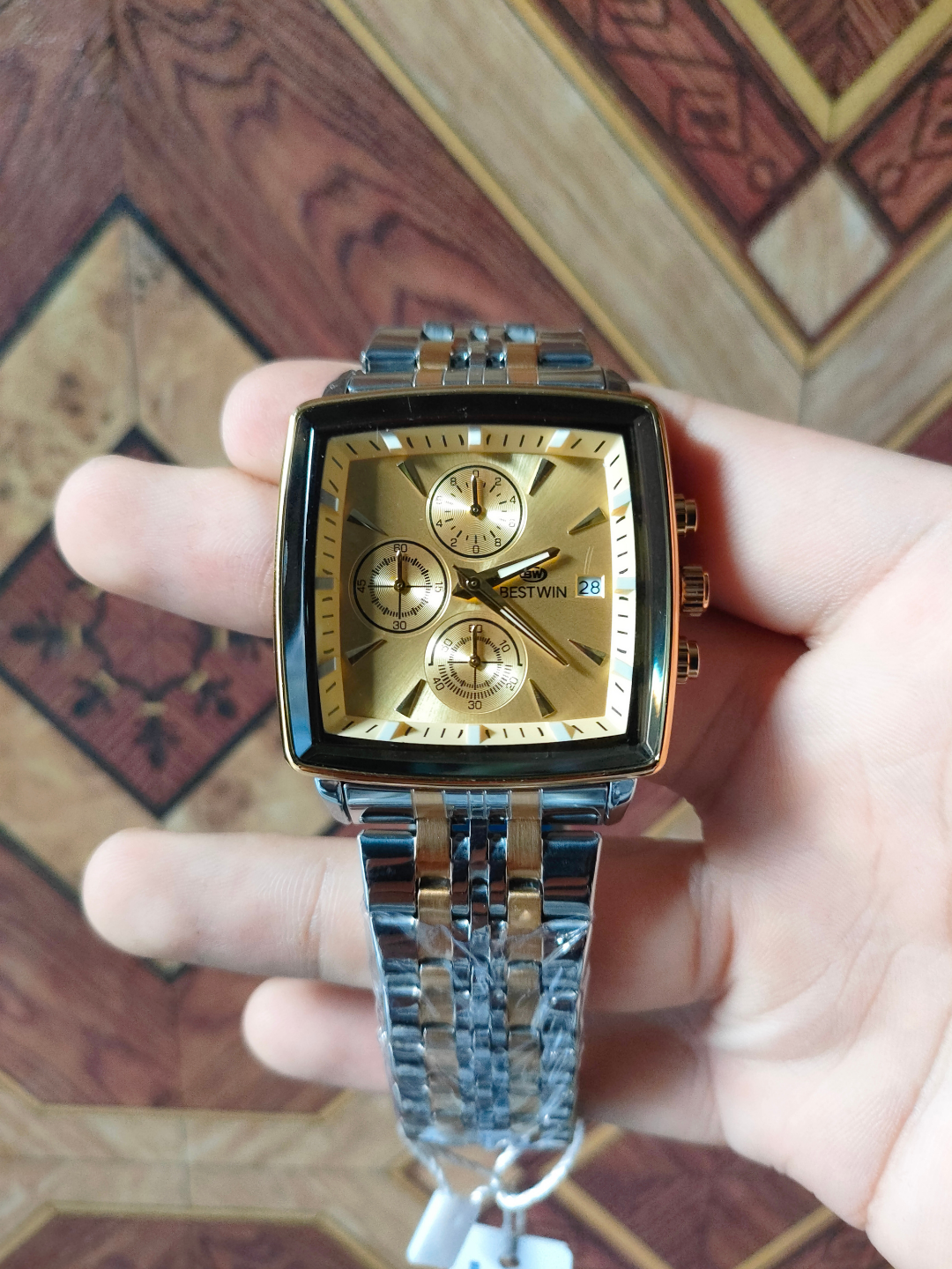 BESTWIN Gold Dial Two-Tone Metal Men's Watch