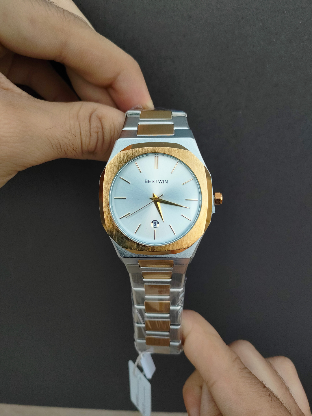 BESTWIN Men's Two-Tone Stainless Steel Watch - Silver Dial