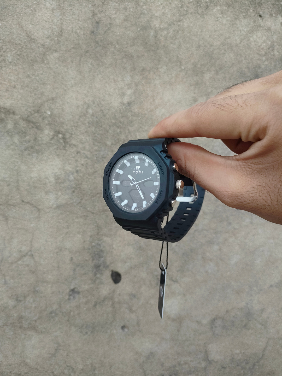 TOMI Black Ana-Digi Octagonal Men's Watch